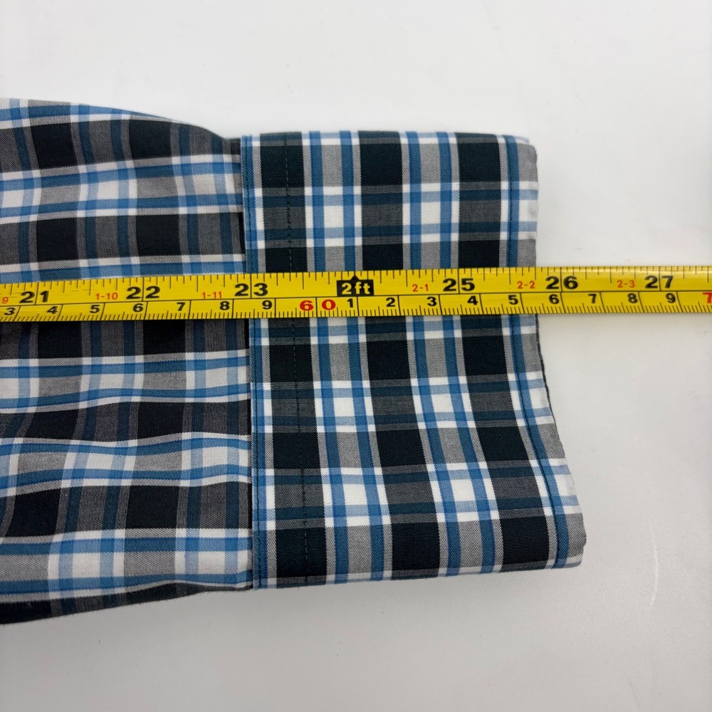 Banana Republic Mens Tailored‎ Fit Non Iron Plaid Shirt Blue Black L 16-16.5 - Picture 10 of 10